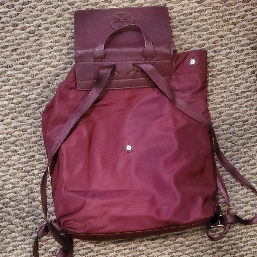 Tory Burch Burgandy Nylon Backpack - Picture 3 of 12
